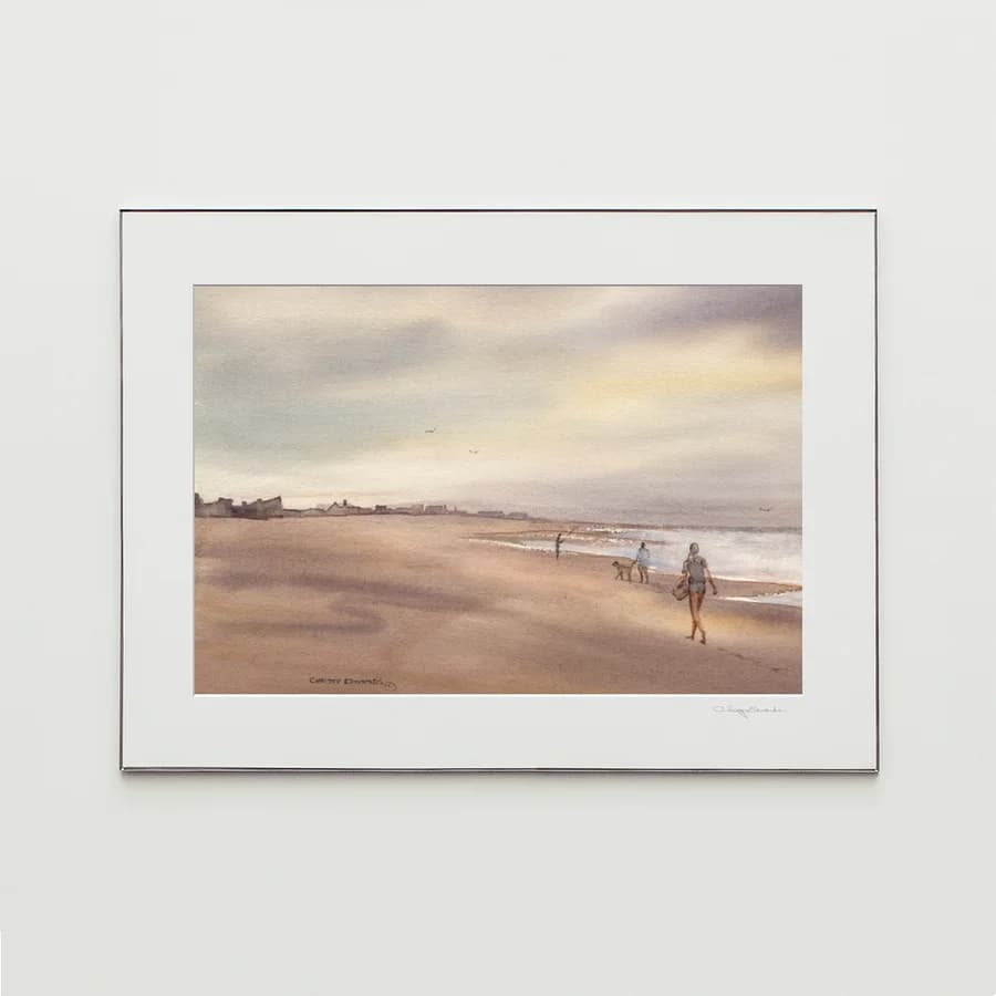 WALKING THE BEACH, watercolor print by Christy Edwards
