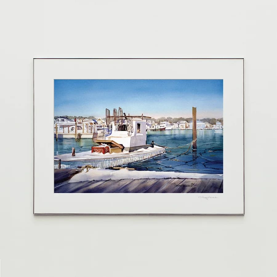 ICED IN CLAM BOAT, watercolor print by Christy Edwards