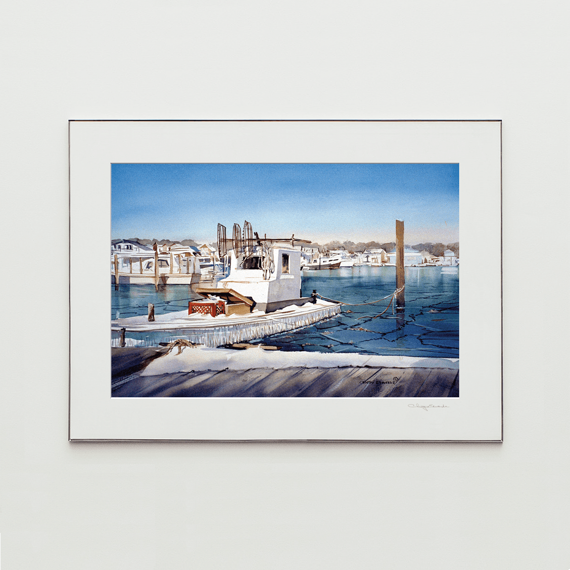 ICED IN CLAM BOAT, watercolor print by Christy Edwards