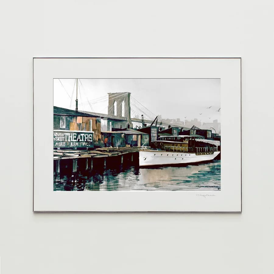 SOUTH STREET SEAPORT, watercolor print by Christy Edwards