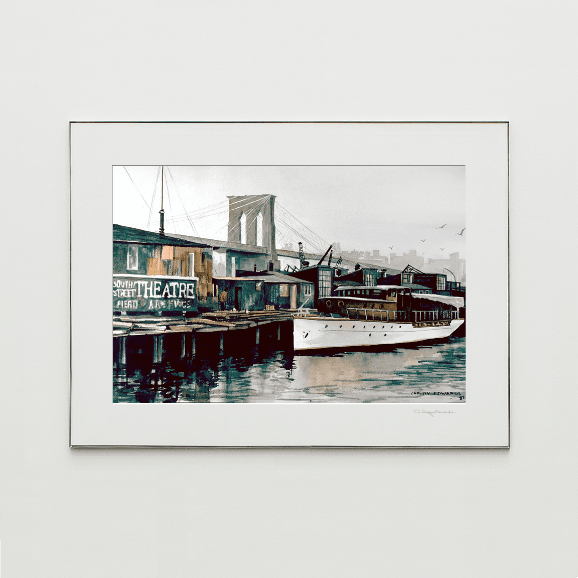 SOUTH STREET SEAPORT, watercolor print by Christy Edwards