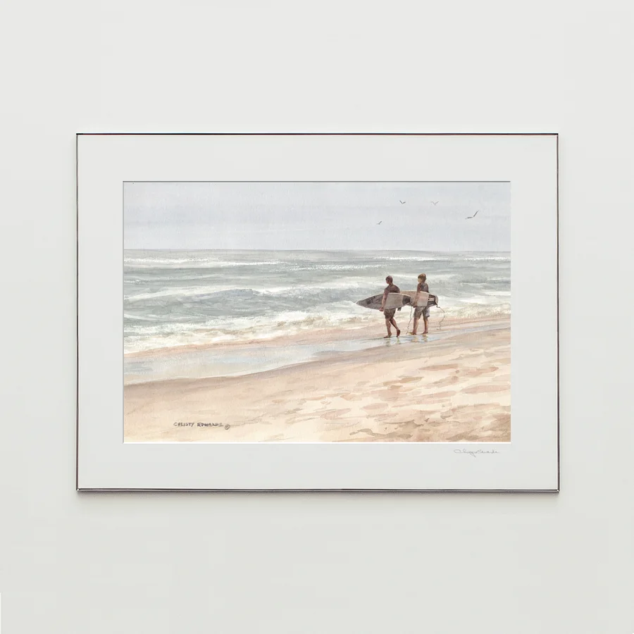 SURFING SALTAIRE, watercolor print by Christy Edwards