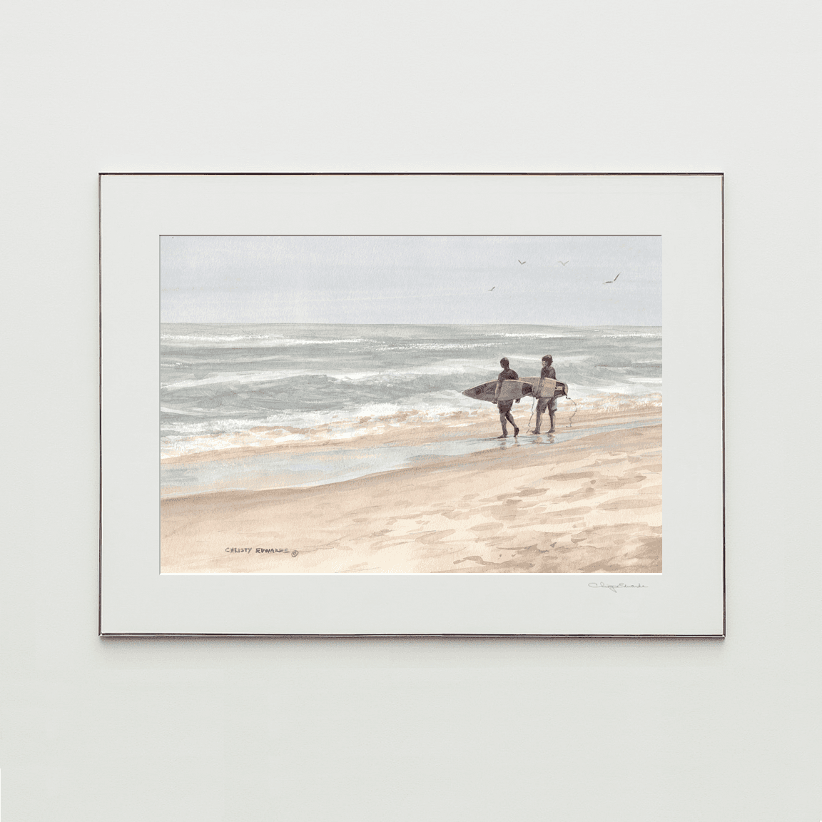 SURFING SALTAIRE, watercolor print by Christy Edwards