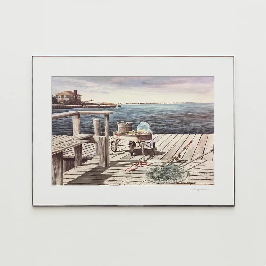 FISHING DOCK, watercolor print by Christy Edwards