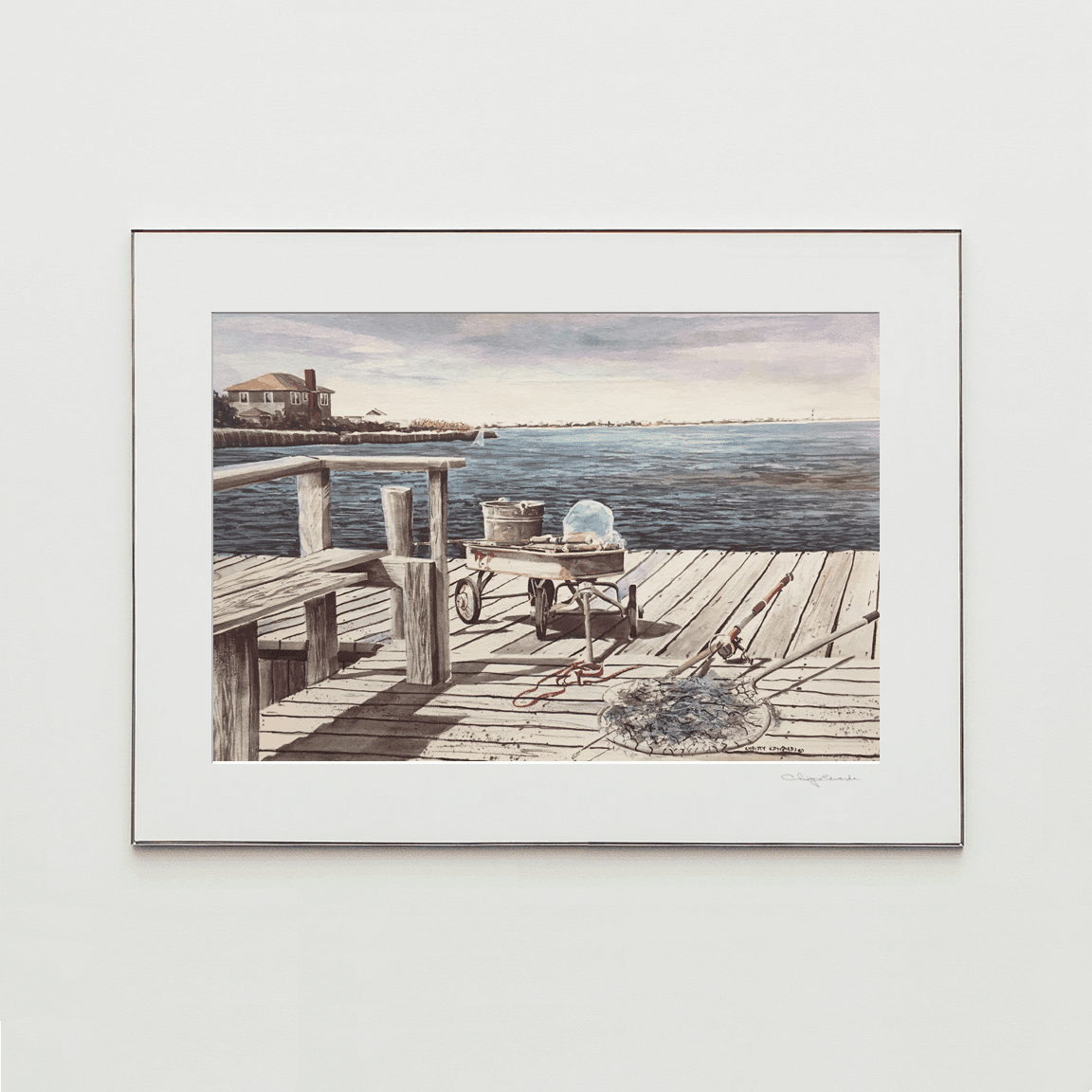 FISHING DOCK, watercolor print by Christy Edwards