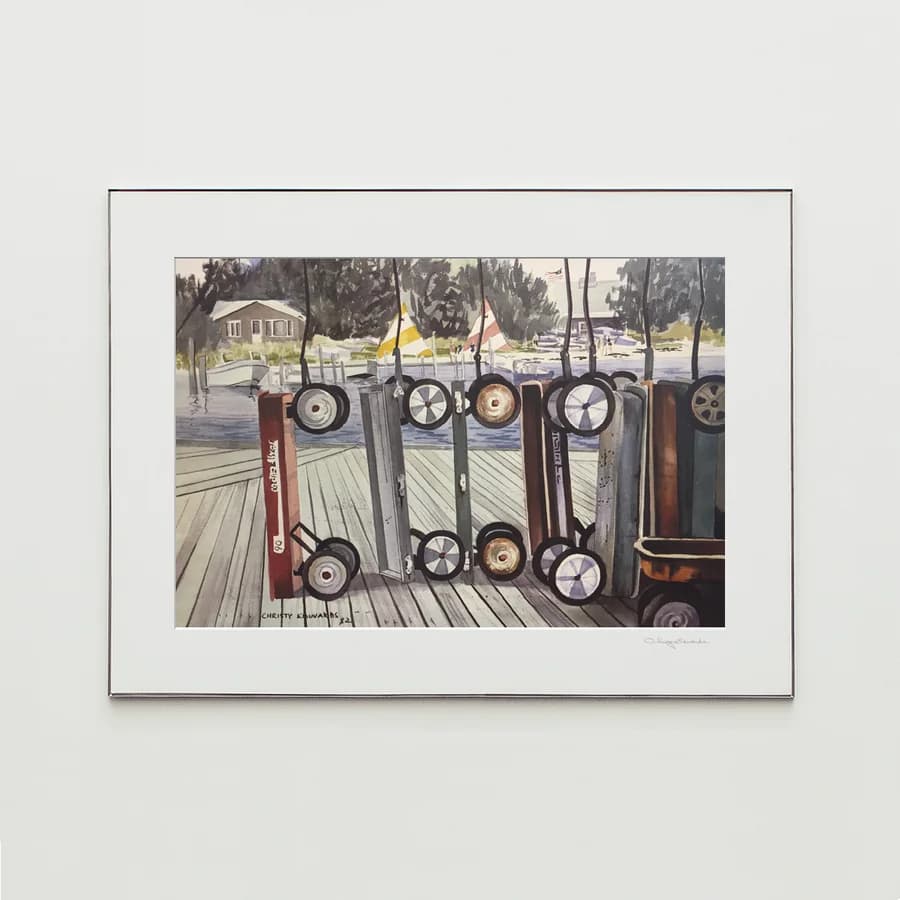 HANGING WAGONS, watercolor print by Christy Edwards