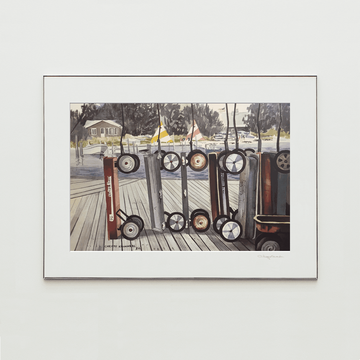 HANGING WAGONS, watercolor print by Christy Edwards