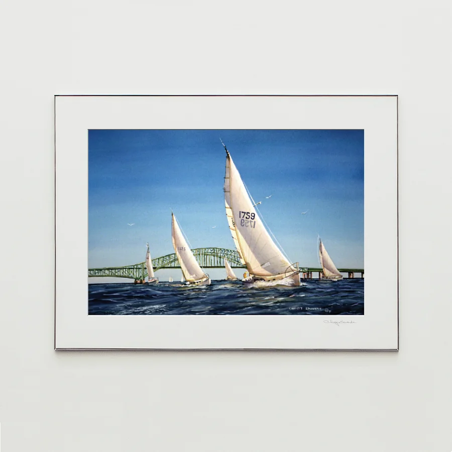 WHITE SAILS, BLUE SKY | Custom Size Revised, watercolor print by Christy Edwards