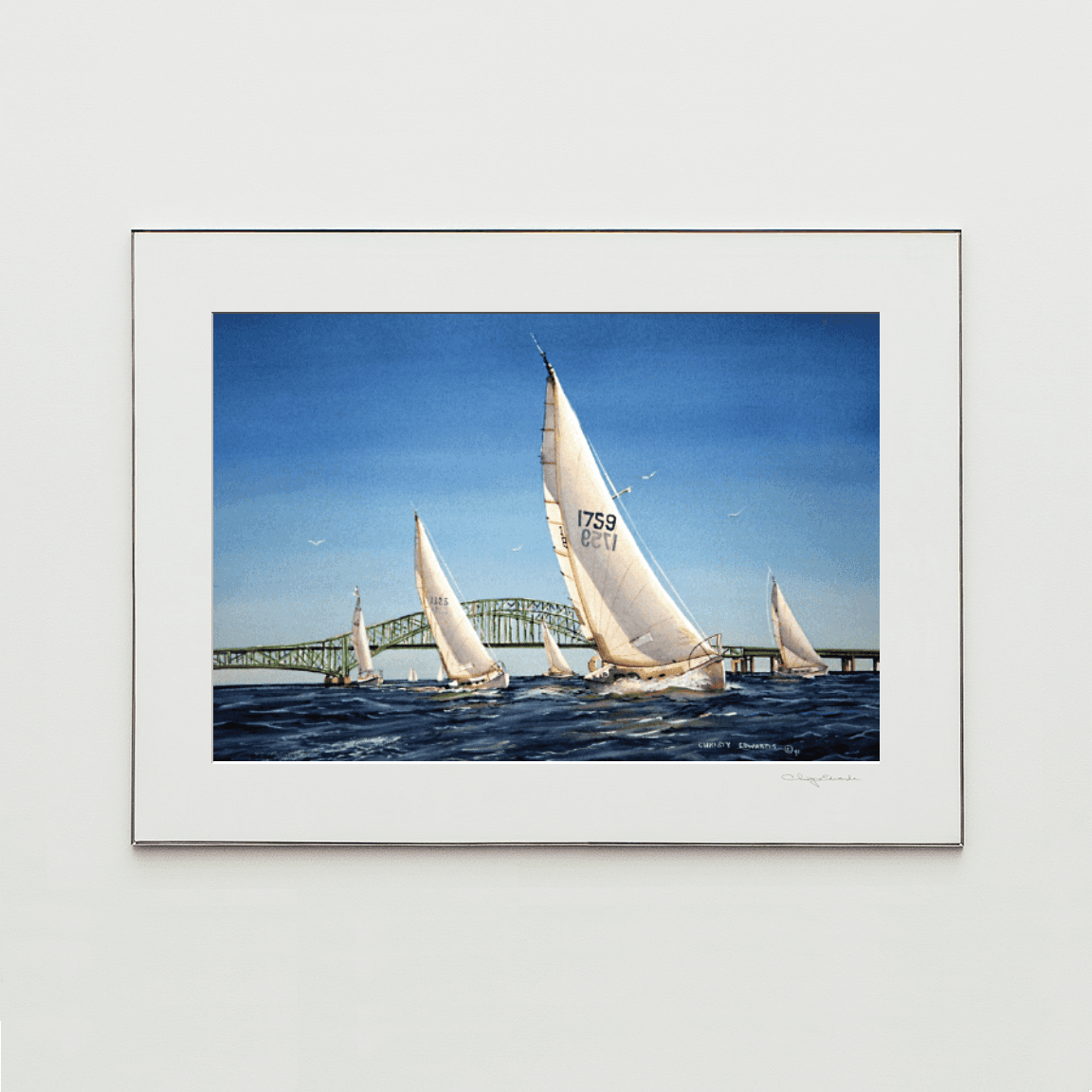 WHITE SAILS, BLUE SKY | Custom Size Revised, watercolor print by Christy Edwards